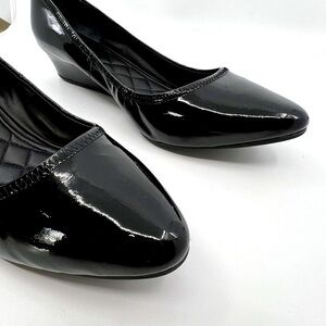 Cole Haan Emory Grand OS Luxe Black Patent Leather Low‎ Wedge Women 9.5 Classic